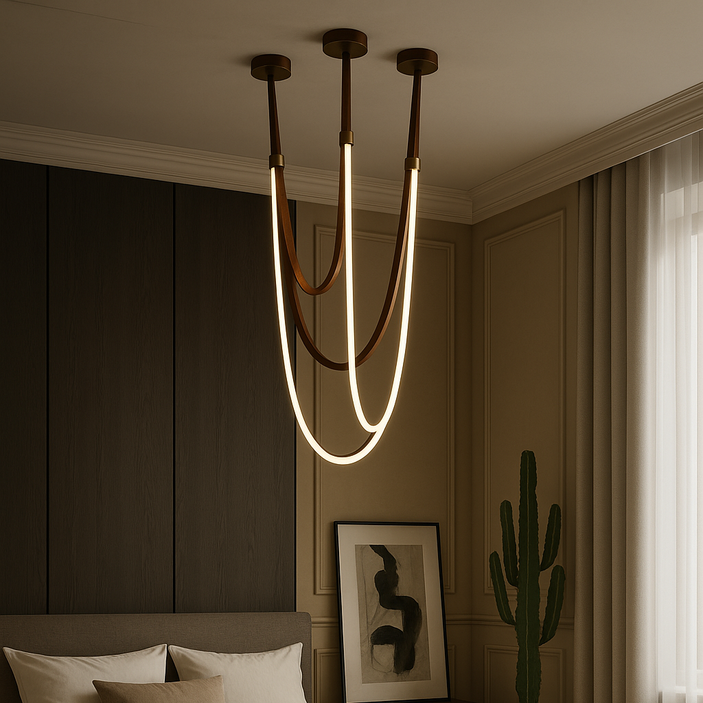 Luvairn – Luz de techo con cinturón de cuero sintético y LED