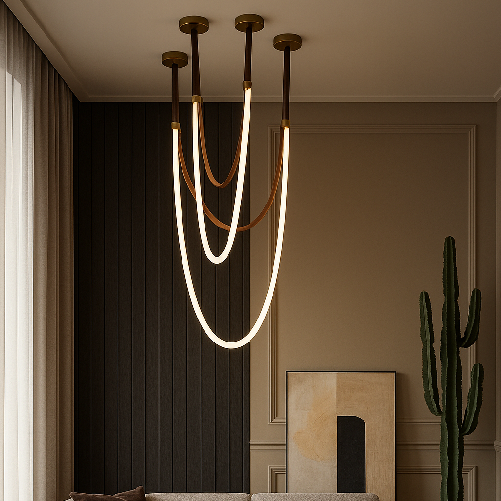 Luvairn – Luz de techo con cinturón de cuero sintético y LED