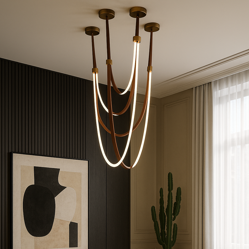 Luvairn – Luz de techo con cinturón de cuero sintético y LED