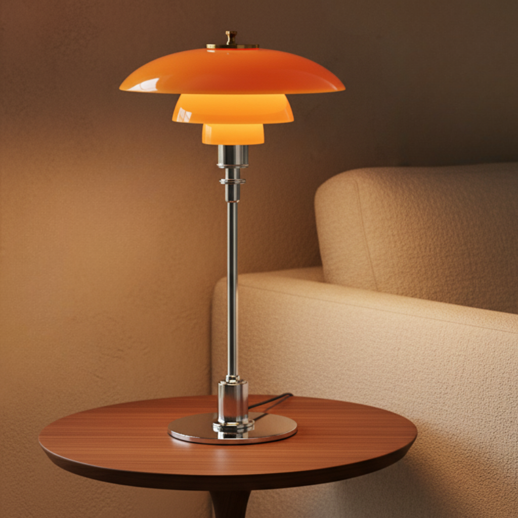 Solviane - Lampada da tavolo in vetro scandinava con illuminazione LED minimalista