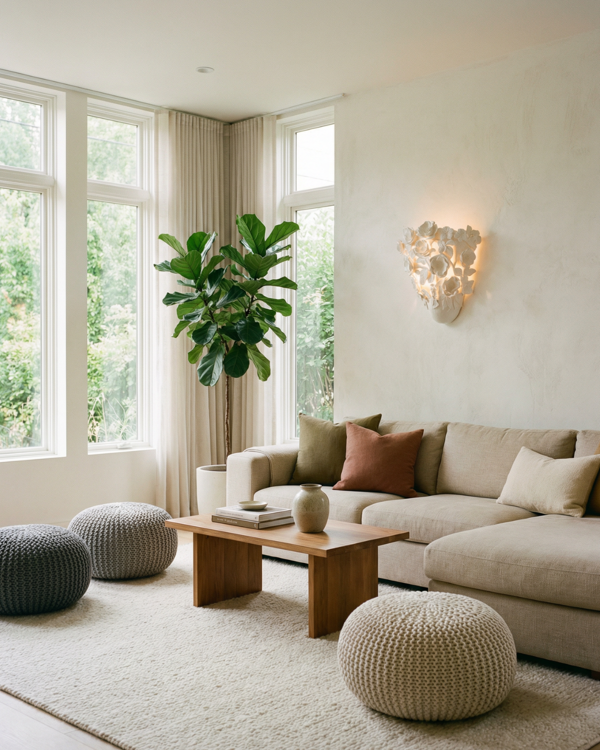 Roselune – Applique murale minimaliste florale sculpturale