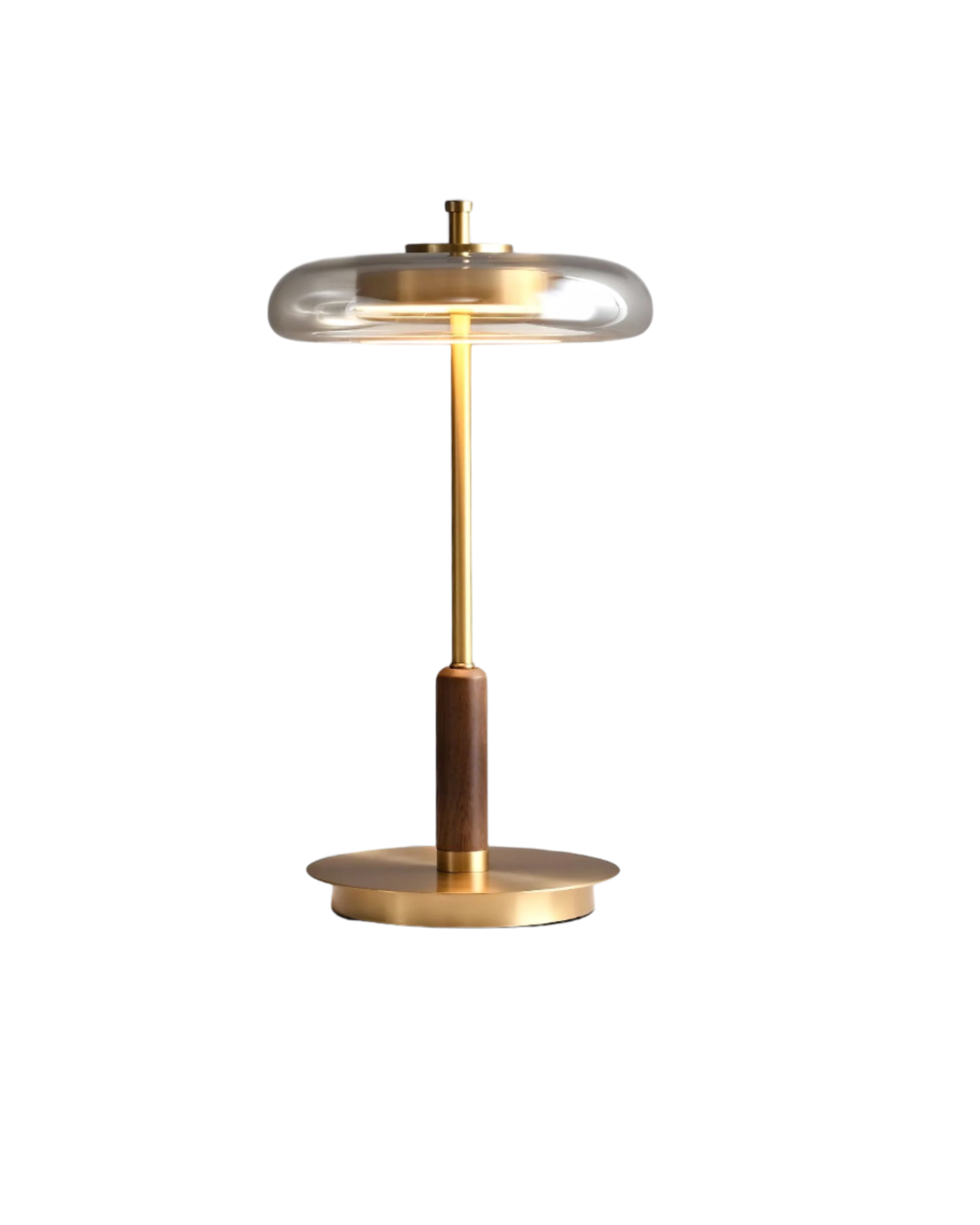Amberlynth – Lampe de table LED en laiton et verre d'ambre avec lumière blanche chaude