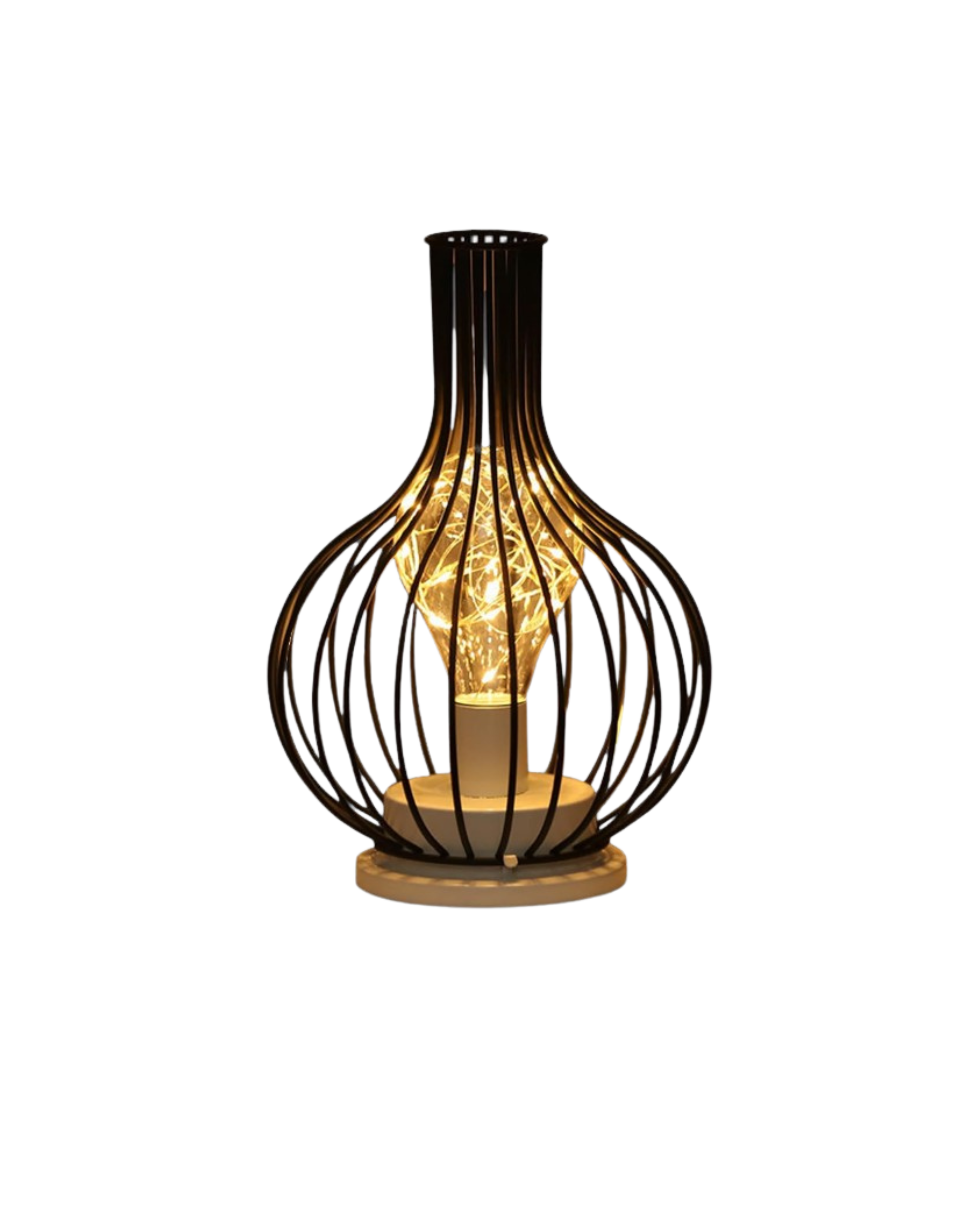 Noirvane – Lampada da tavolo a gabbia nera minimalista