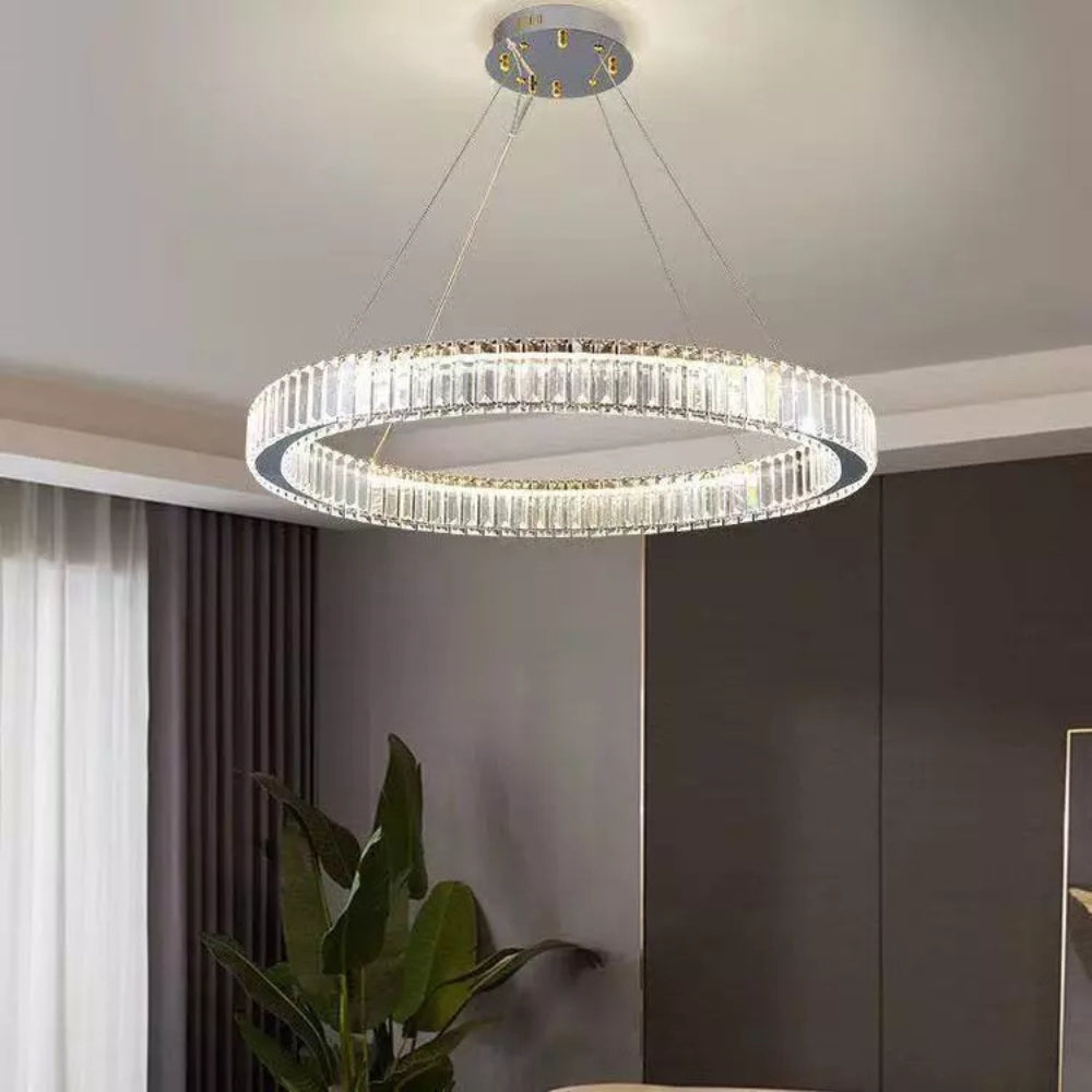 Elaris - Lampadario a cristalli a forma di anello nordico