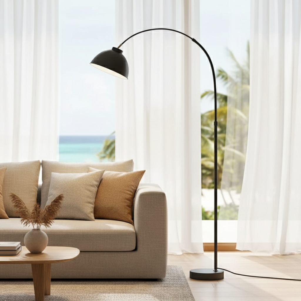 Arcalis - Stylish Modern Metal Arc Floor Lamp with Curved Shade