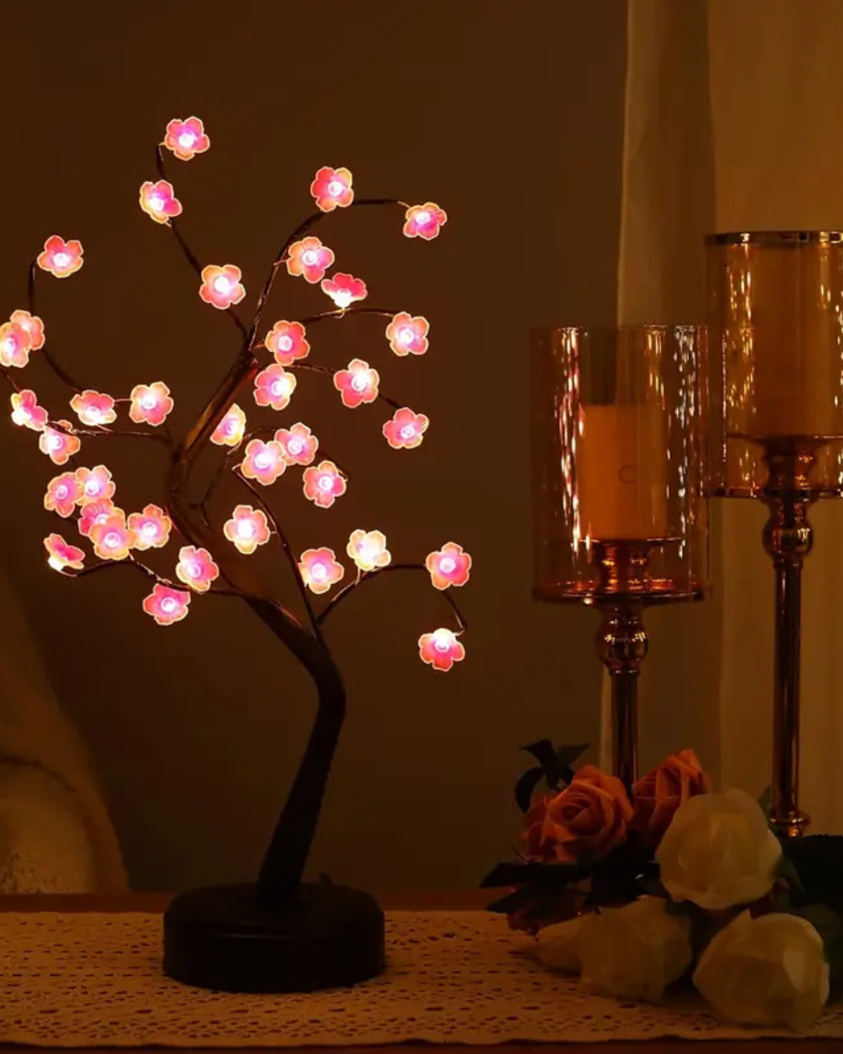 Floravelle – Elegant Cherry Blossom Tree Lamp with Warm White LED and Flexible Branches