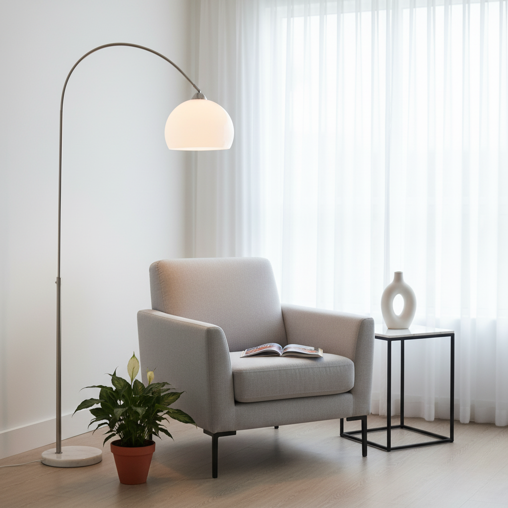 Arvionne – Contemporary Arc Floor Lamp with Dome Shade