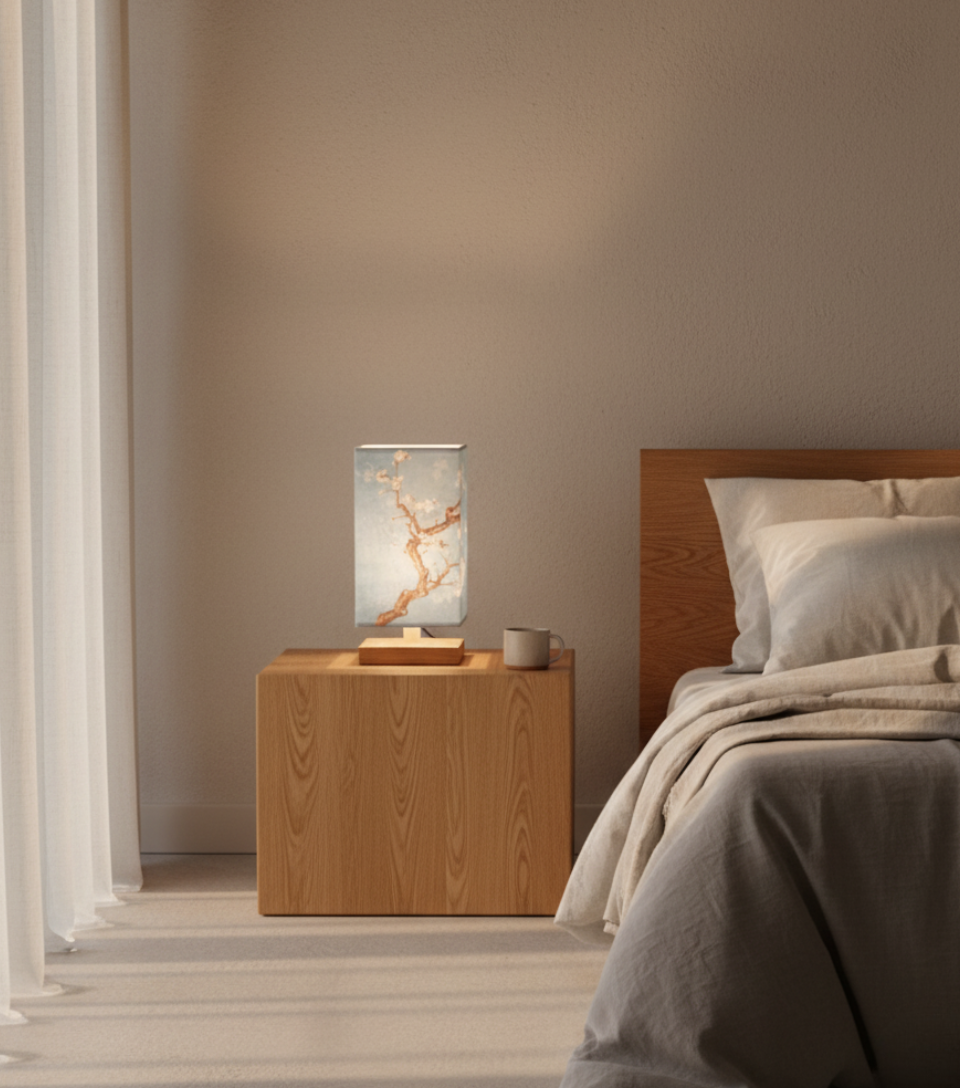 Zenora - Lampada da tavolo minimalista in bambù per scrivania da camera da letto