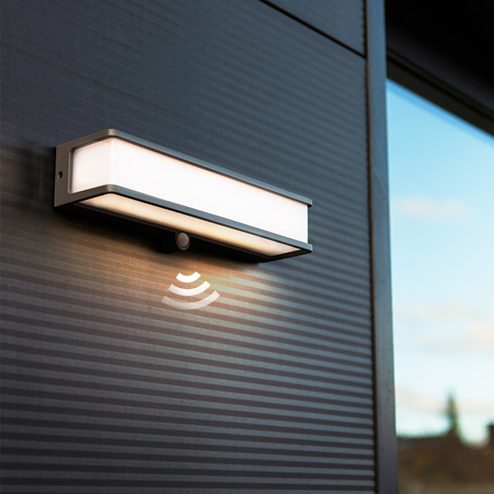 Aerion - Modern Minimalist Rectangular Acrylic Sensor Solar IP65 Waterproof Outdoor Wall Light