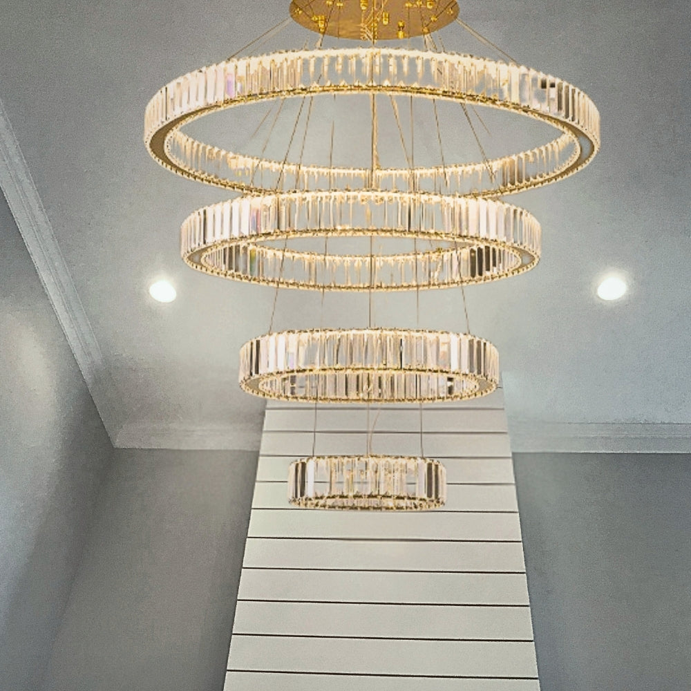 Elaris - Lampadario a cristalli a forma di anello nordico