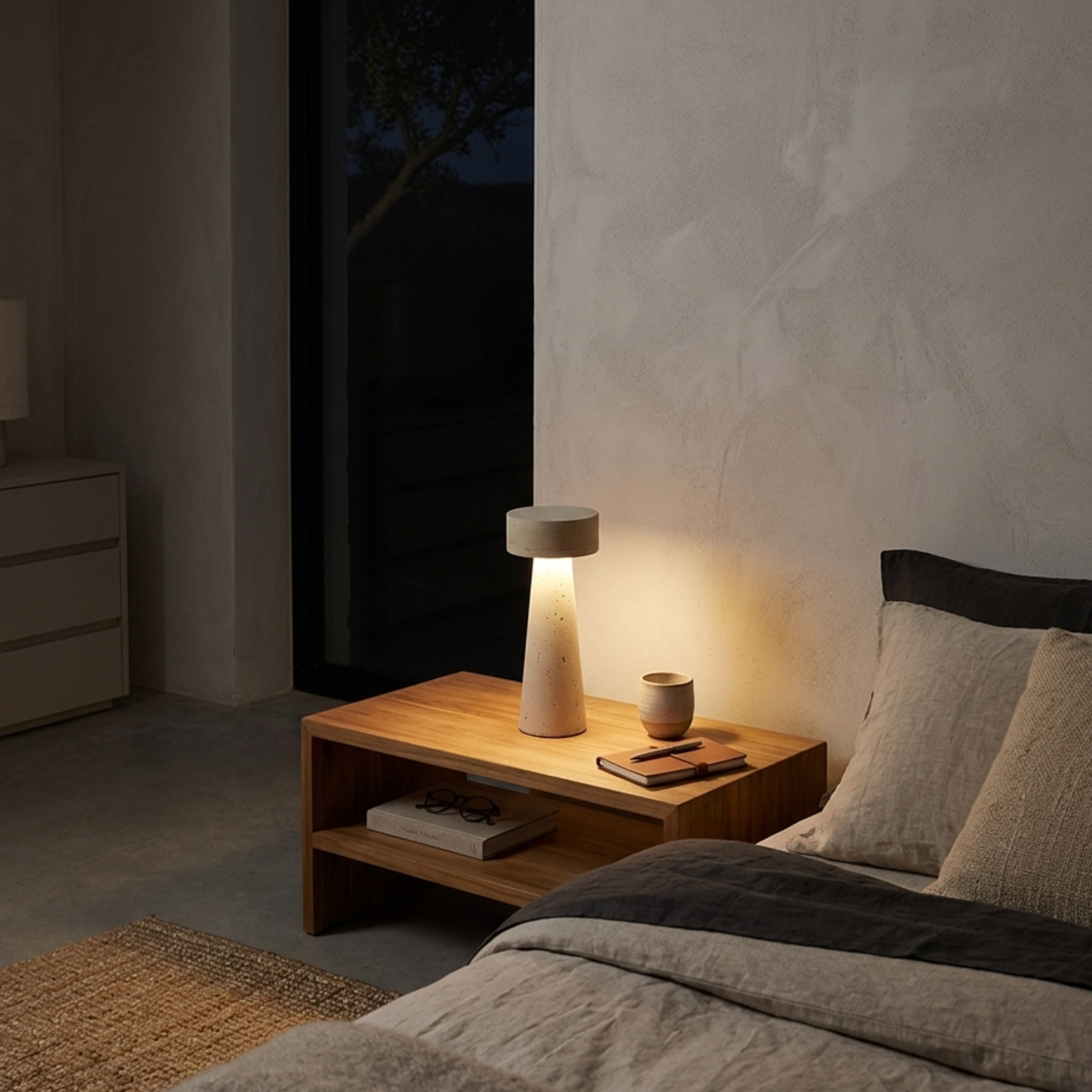 Andren – LED bordlampe i travertin