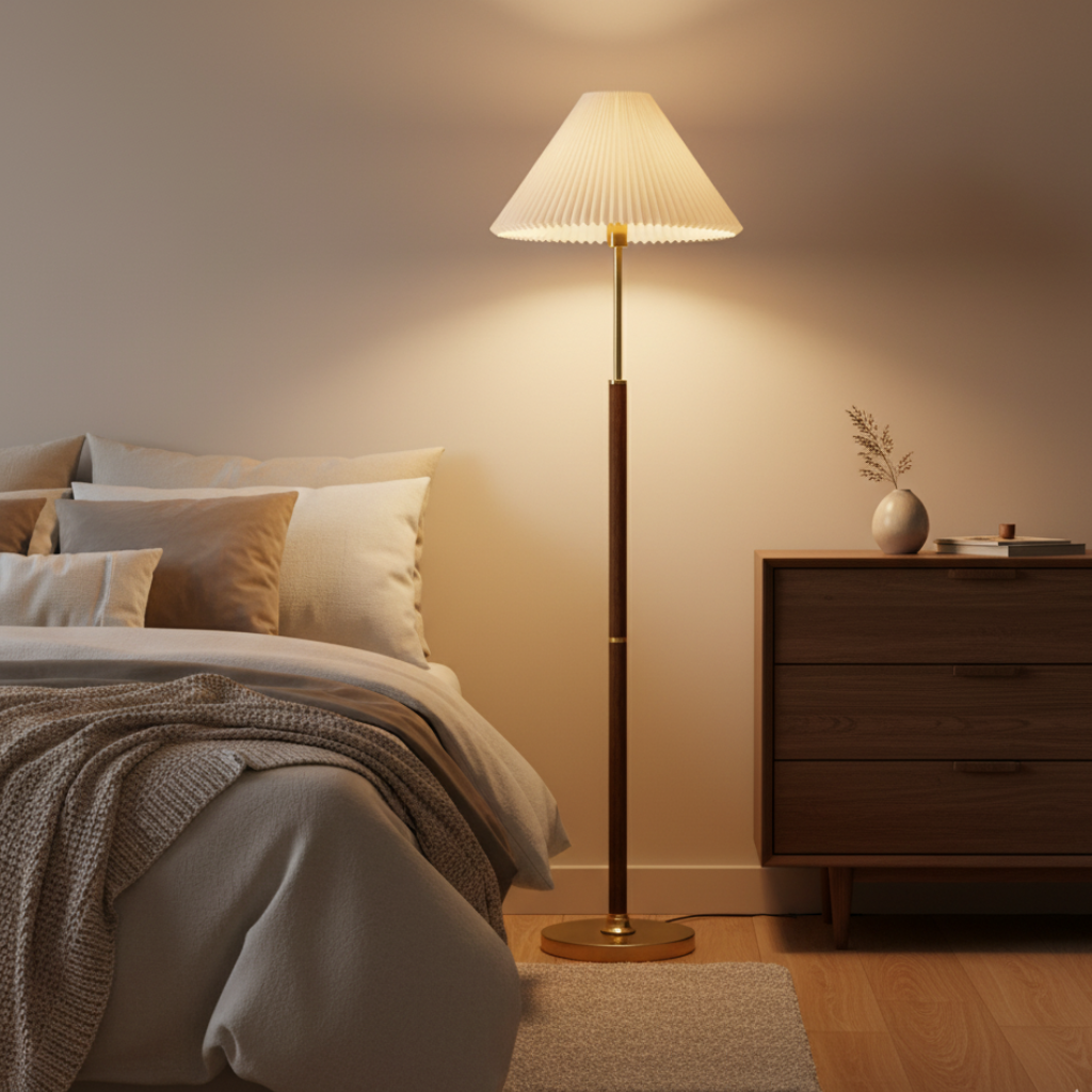 Selunari – Moderne rispapir gulvlampe med fod