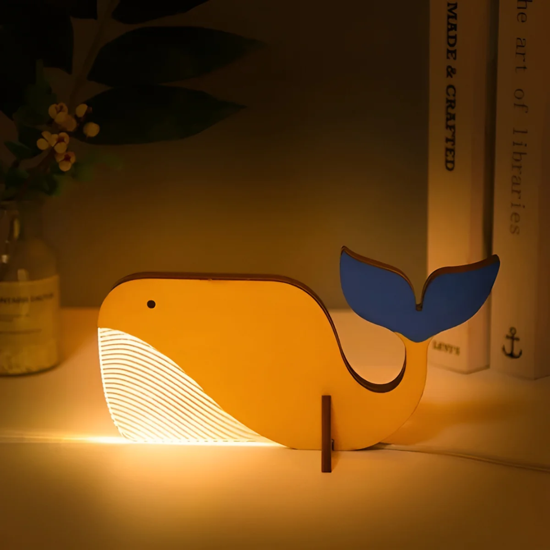 Novian – Lampada da tavolo LED con animale in legno nordico, 1 luce