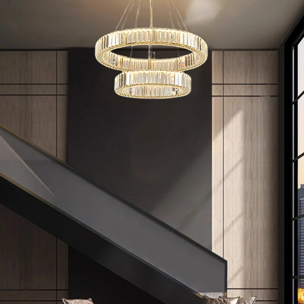 Elaris - Lampadario a cristalli a forma di anello nordico