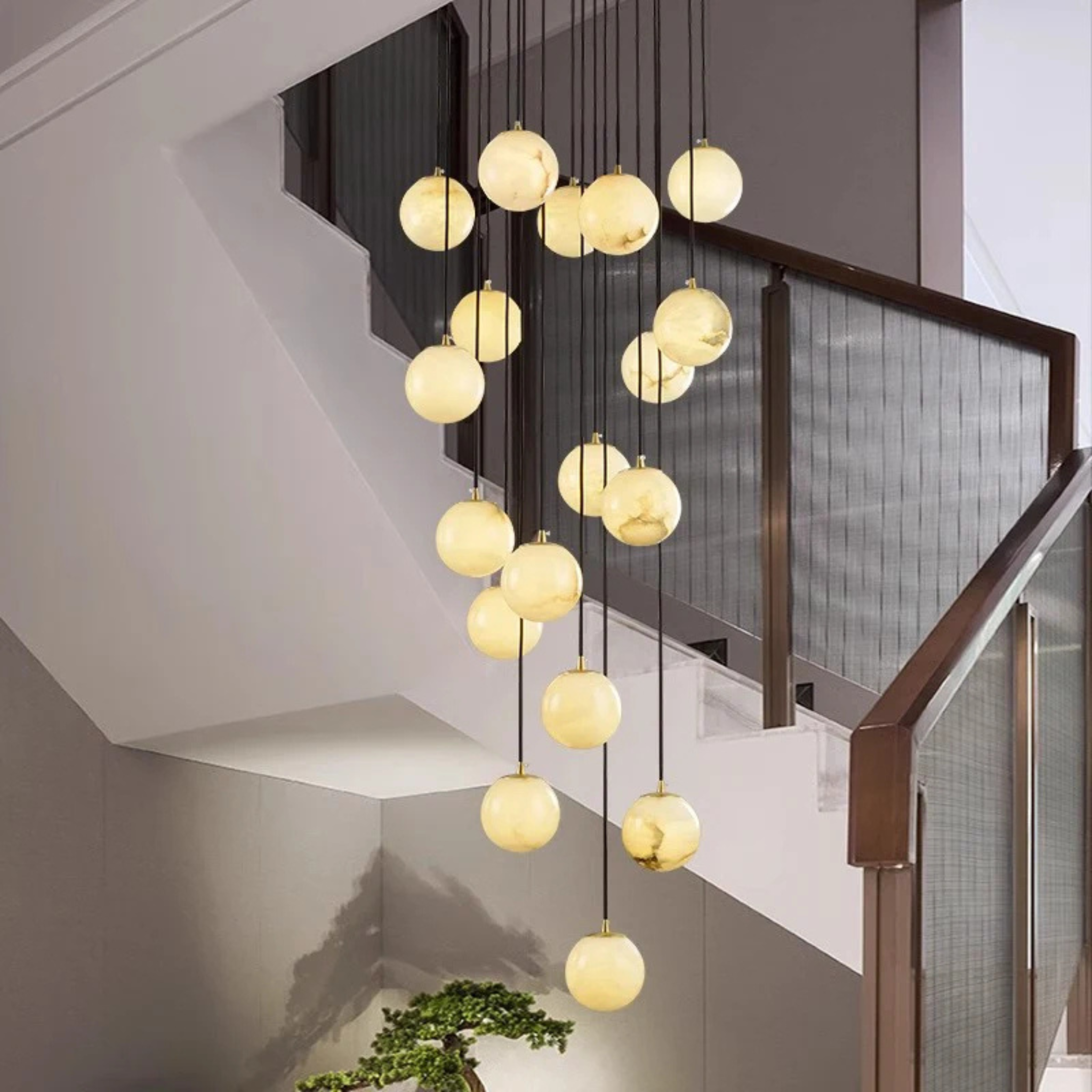 Travira - Lustre moderne à LED pour escalier plafonnier