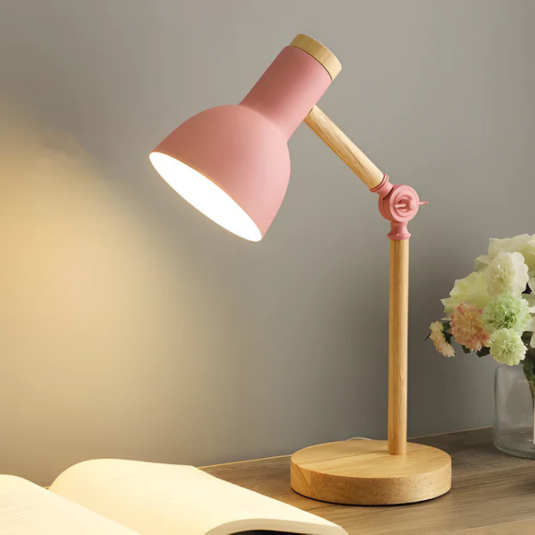 Velorienn – Justerbar LED Bordlampe i Træ og Metal