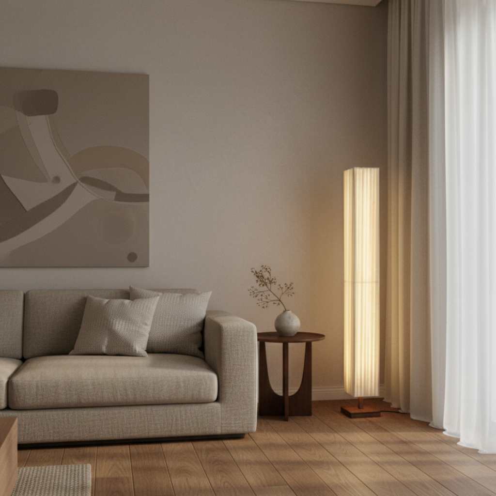 Renashi – Lampada da terra giapponese moderna con luce LED calda