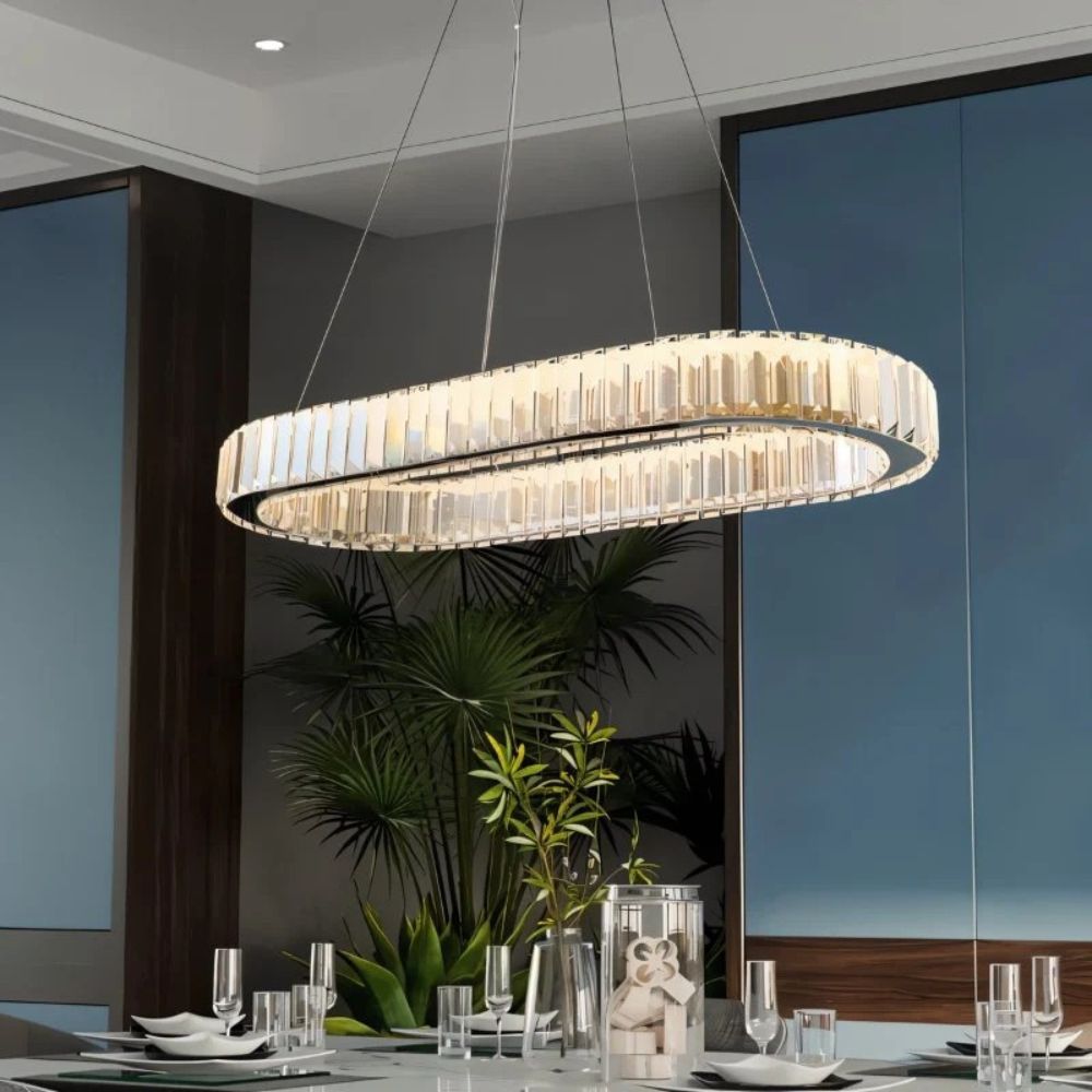 Elaris - Lampadario a cristalli a forma di anello nordico