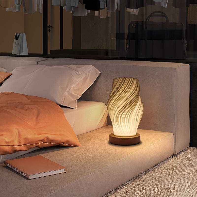 Tasela - Lampada da tavolo USB in legno con luminosità regolabile