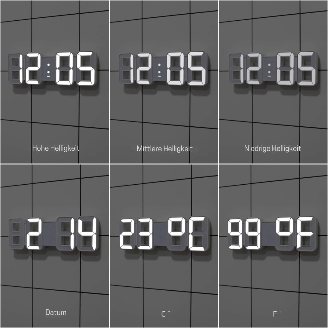 Vevora – Reloj de Pared Digital LED 3D con USB