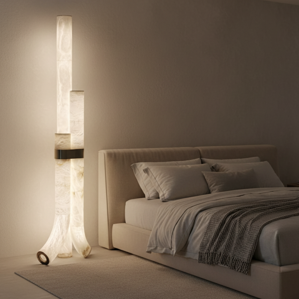 Zenthari - Elegáns, modern réz állólámpa nappaliba