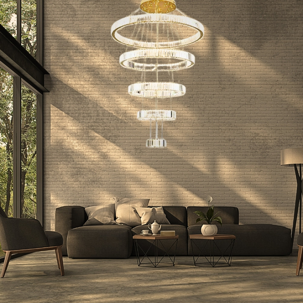 Elaris - Lampadario a cristalli a forma di anello nordico