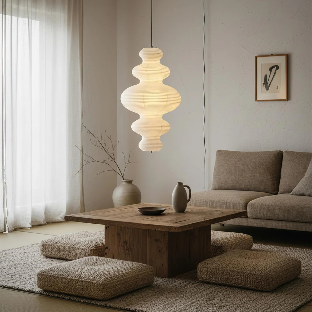 Akaria - Suspension artisanale en papier de riz pour éclairage de cuisine