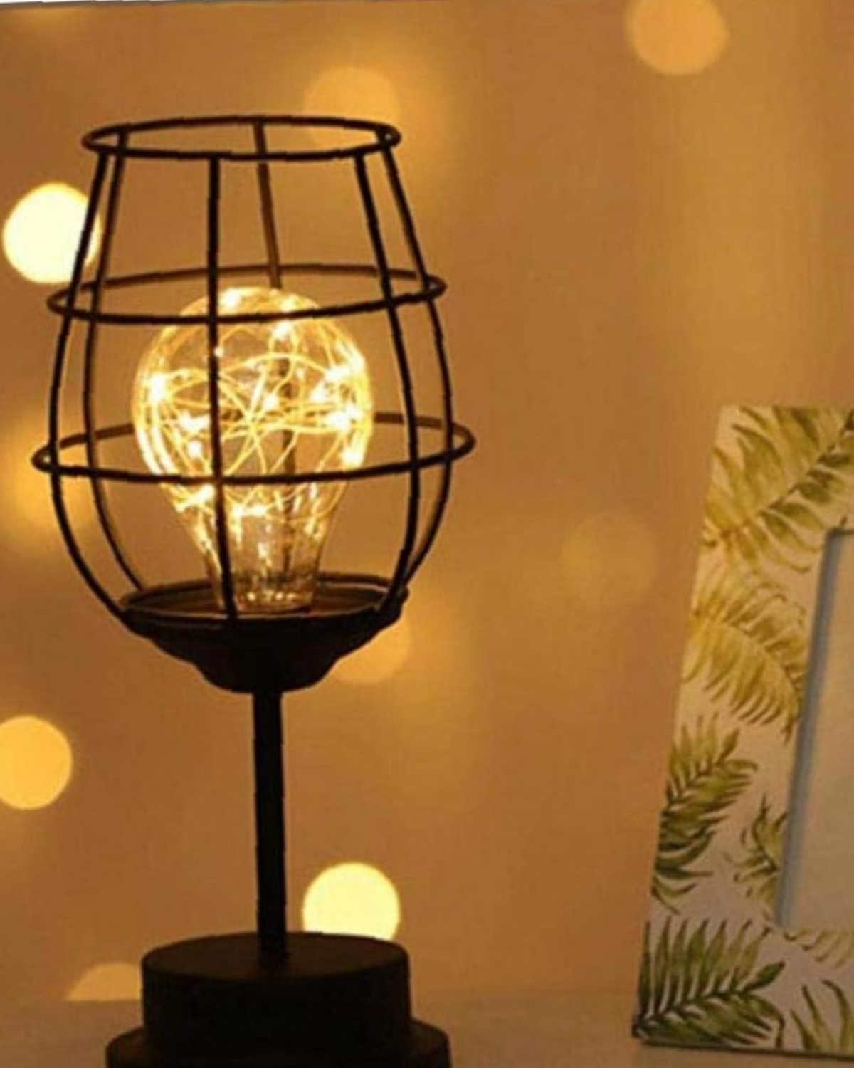 Noirvane – Lámpara de mesa con jaula negra minimalista