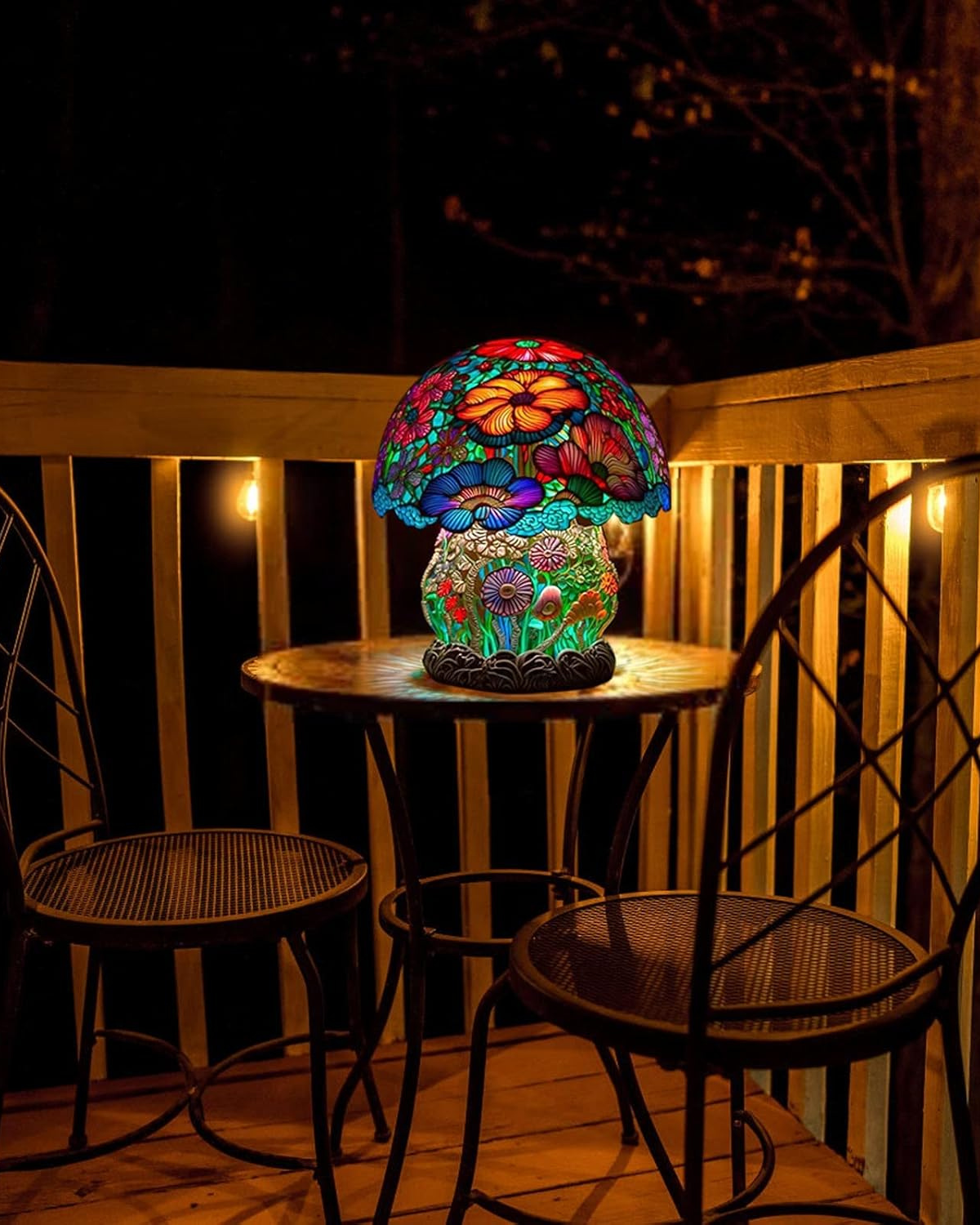 Floravynne – Handcrafted Resin Mushroom Lamp with Vibrant Floral Design and Soothing Ambient Light