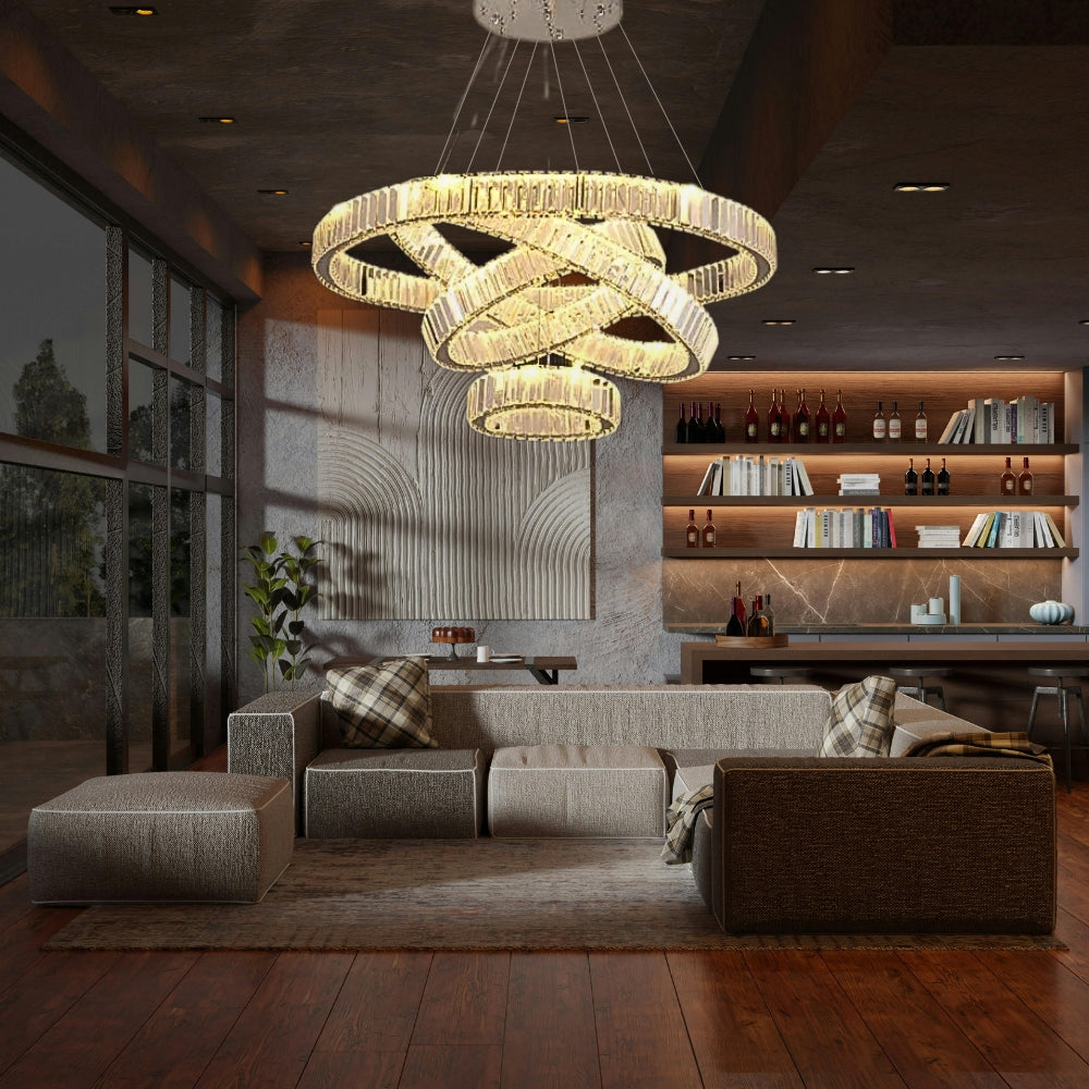 Elaris - Lampadario a cristalli a forma di anello nordico