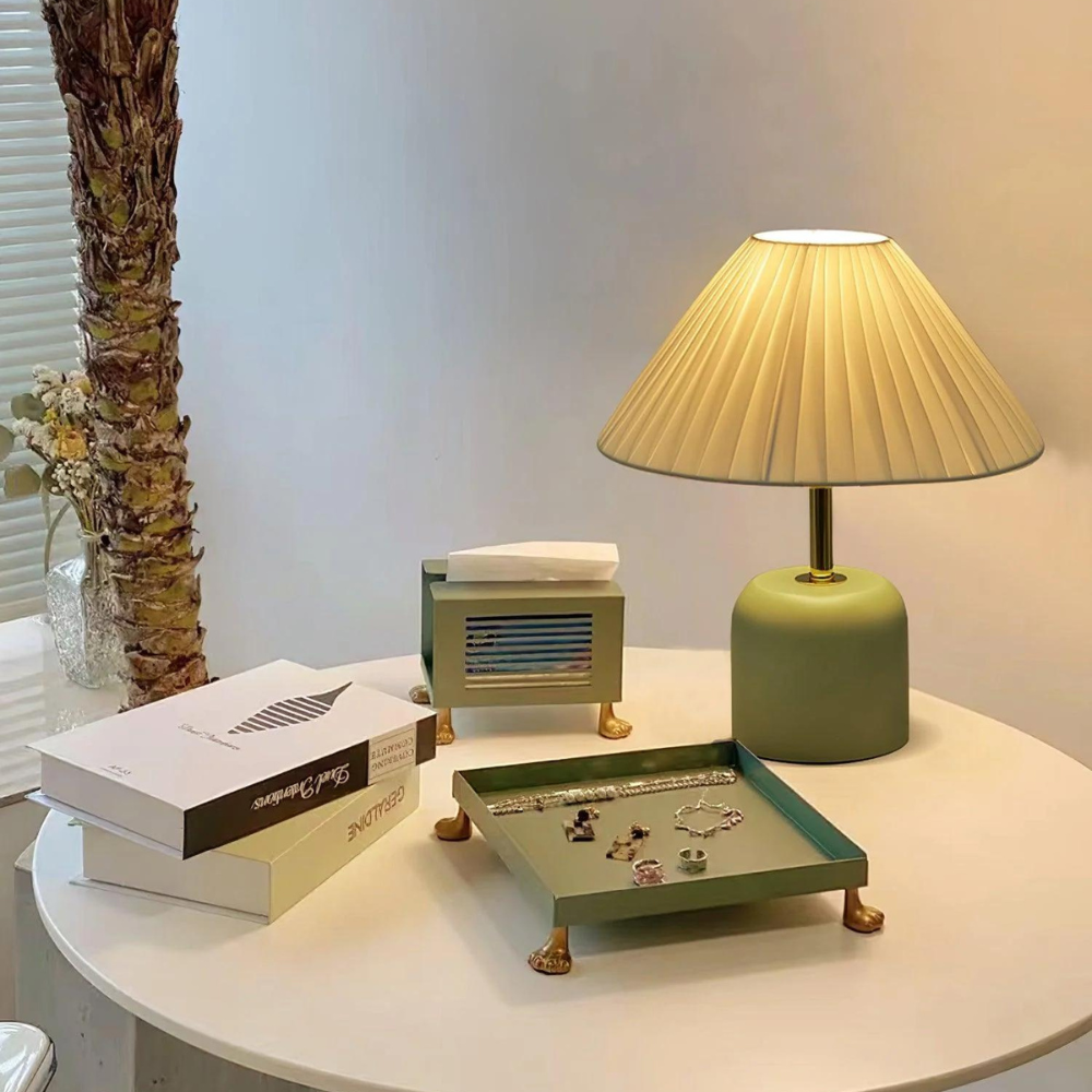 Mirevalo – Lámpara de mesa cerámica Estallido de Marea con pantalla de tela