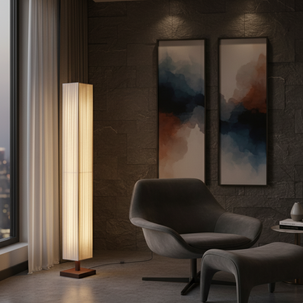Renashi – Lampada da terra giapponese moderna con luce LED calda