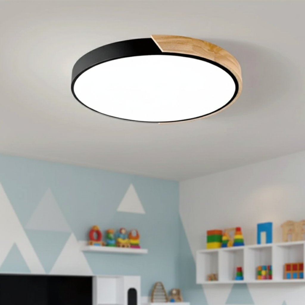 Solvani - Dřevěné stropní svítidlo zapuštěné s nastavitelným jasem v designu Japandi