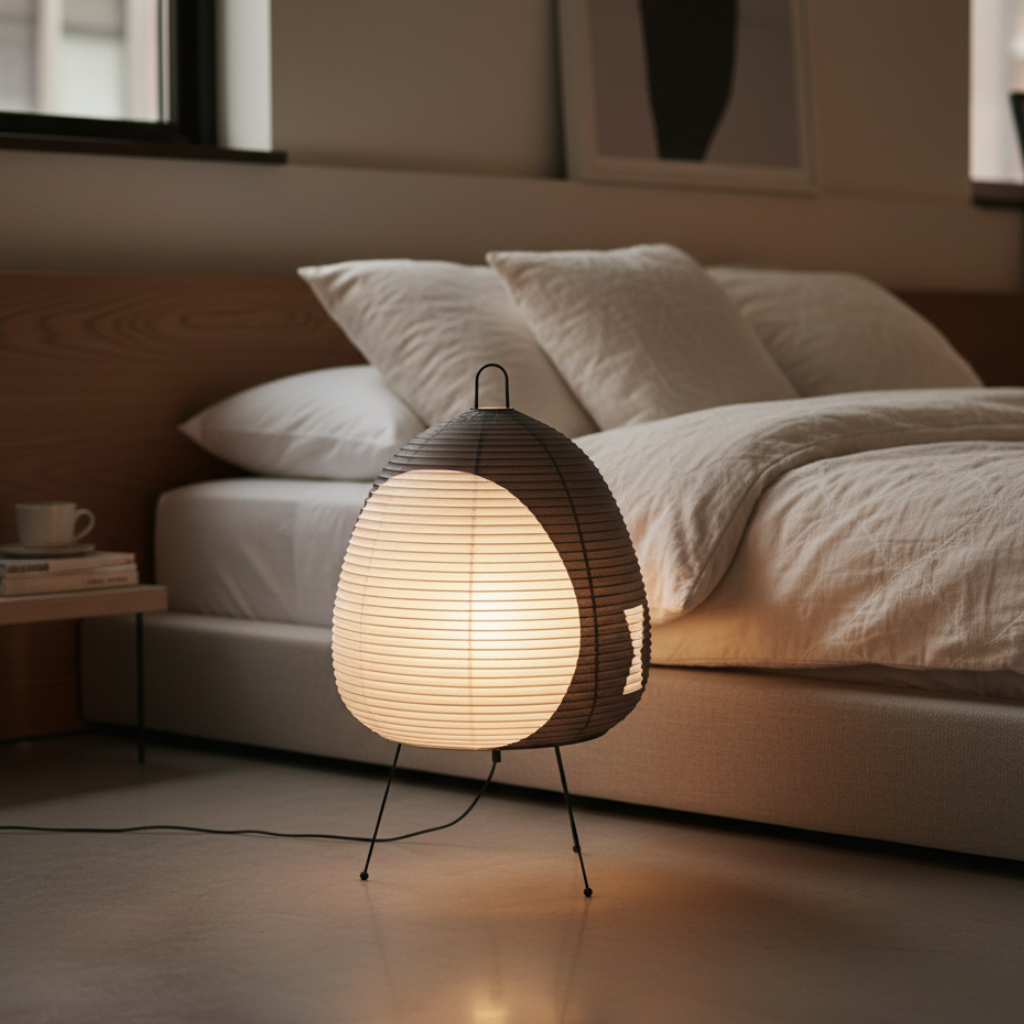 Solenrai – Lámpara de papel de arroz Wabi-Sabi para suelo y mesa
