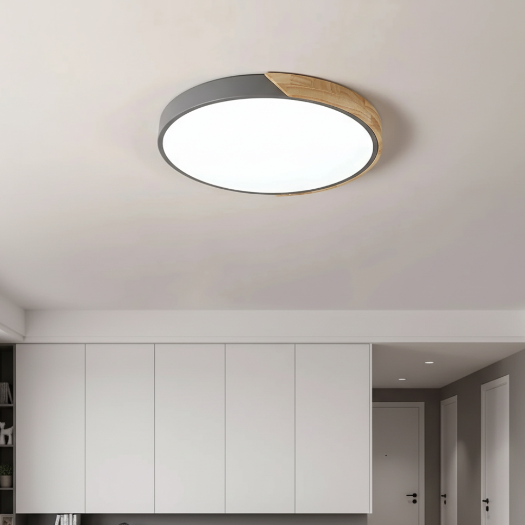 Solvani - Dřevěné stropní svítidlo zapuštěné s nastavitelným jasem v designu Japandi