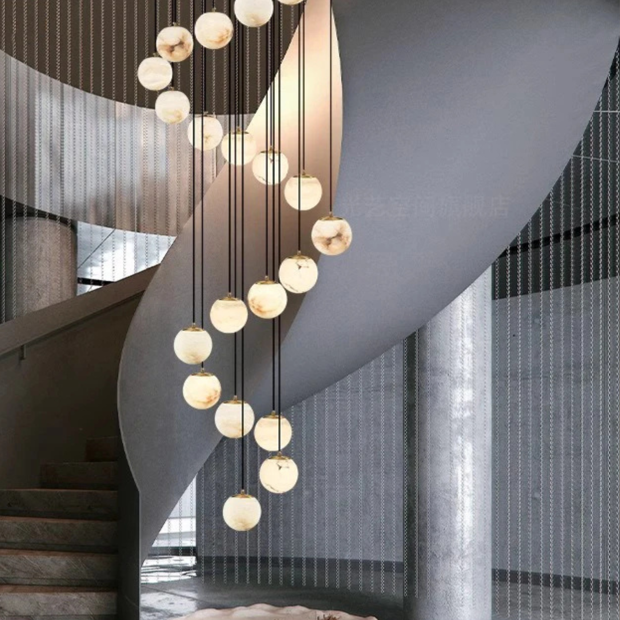 Travira - Lustre moderne à LED pour escalier plafonnier