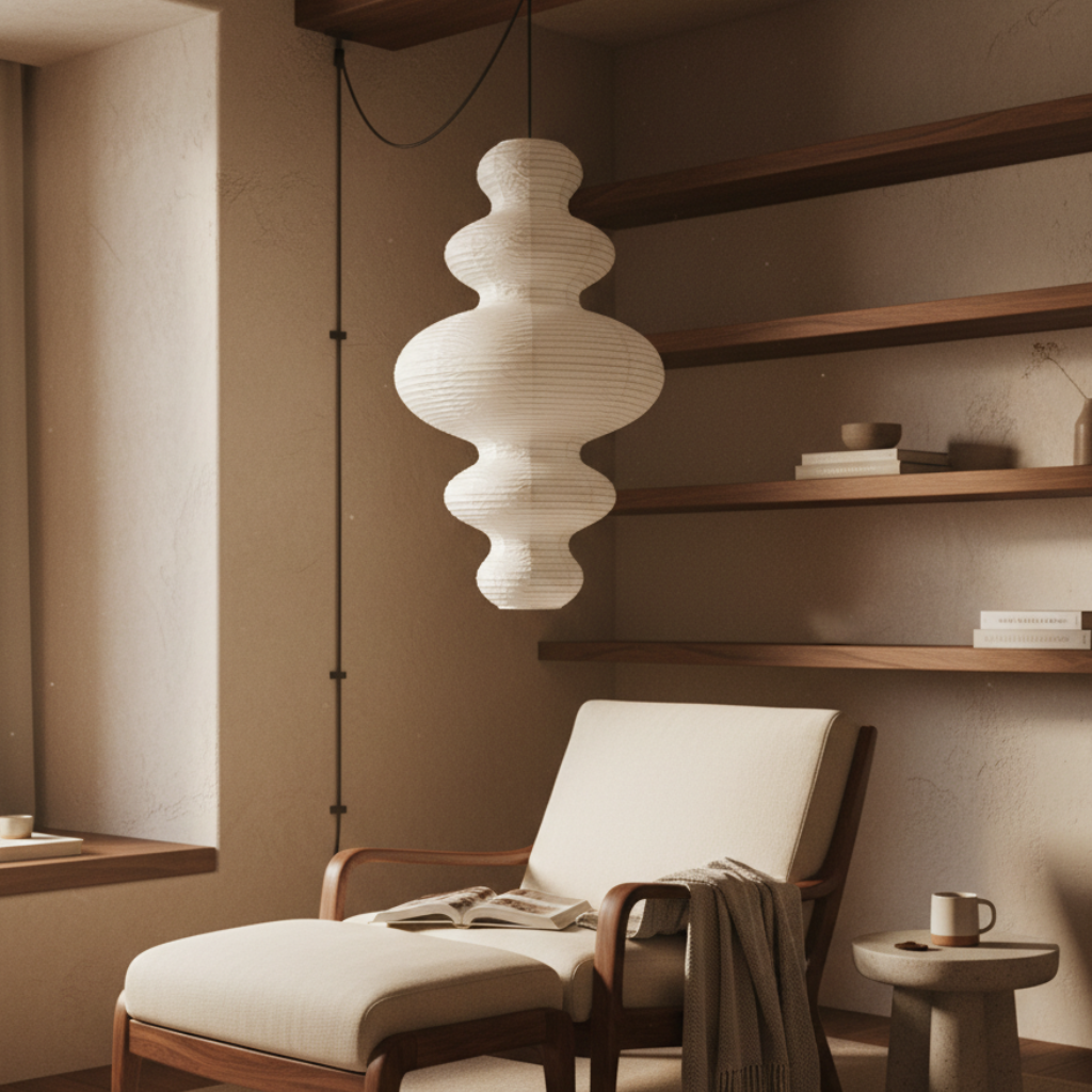 Akaria - Suspension artisanale en papier de riz pour éclairage de cuisine