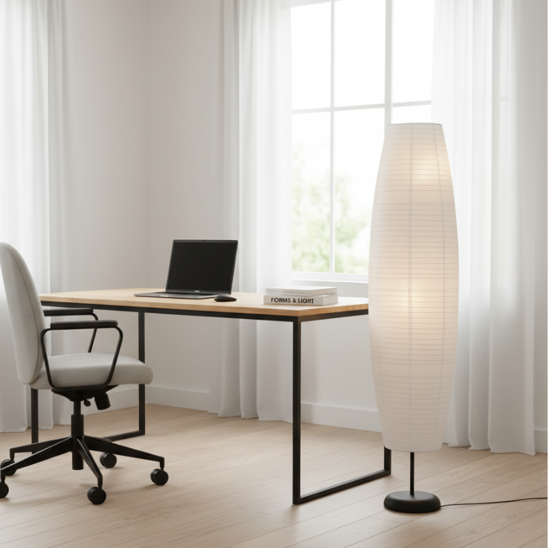 Auremari – Lampada da terra a colonna minimalista in carta di riso