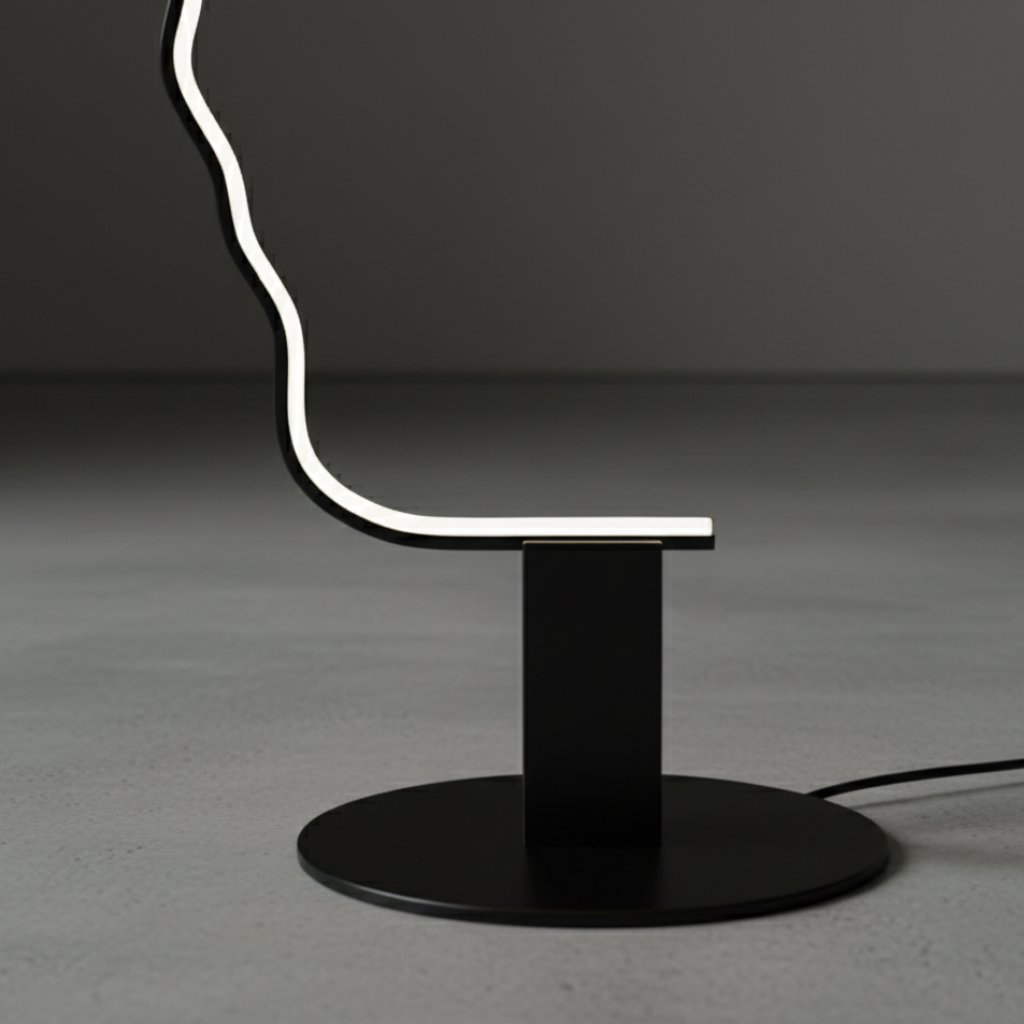 Valmira – Lampada da terra ad arco con design a silhouette di volto umano