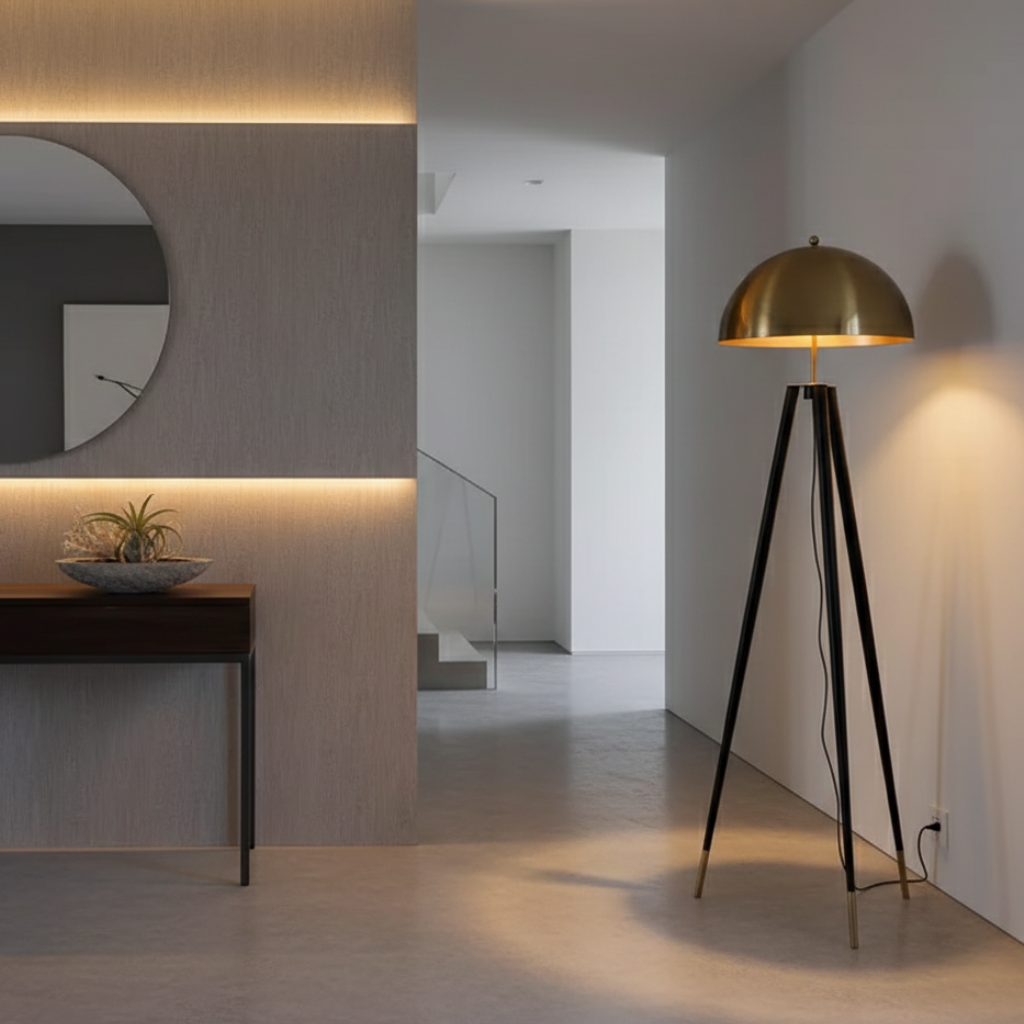 Virellor – Lampe sur pied élégante à trépied doré