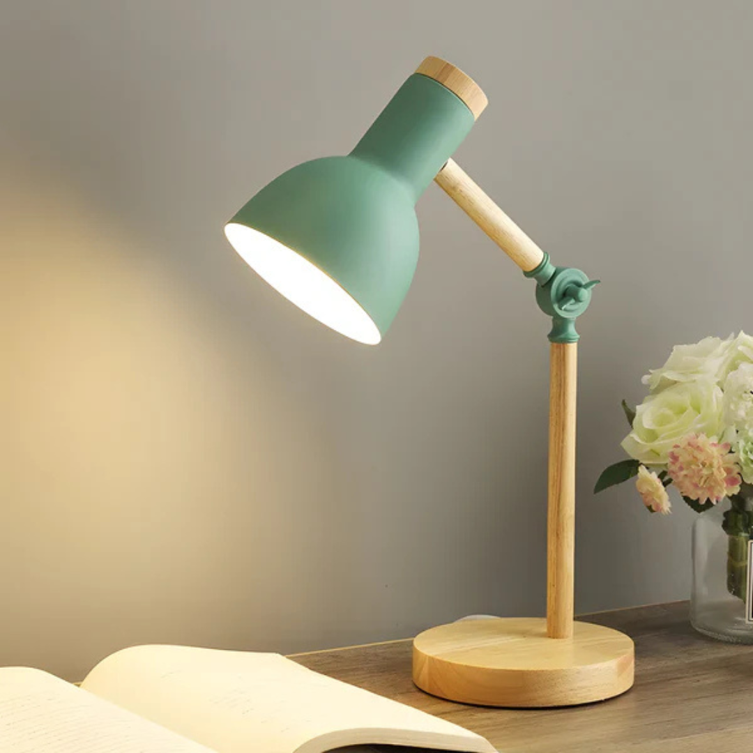 Velorienn – Lampada da Tavolo LED Regolabile in Legno e Metallo