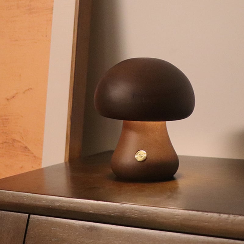Mykora - Lampada da tavolo a fungo in legno con sensore touch