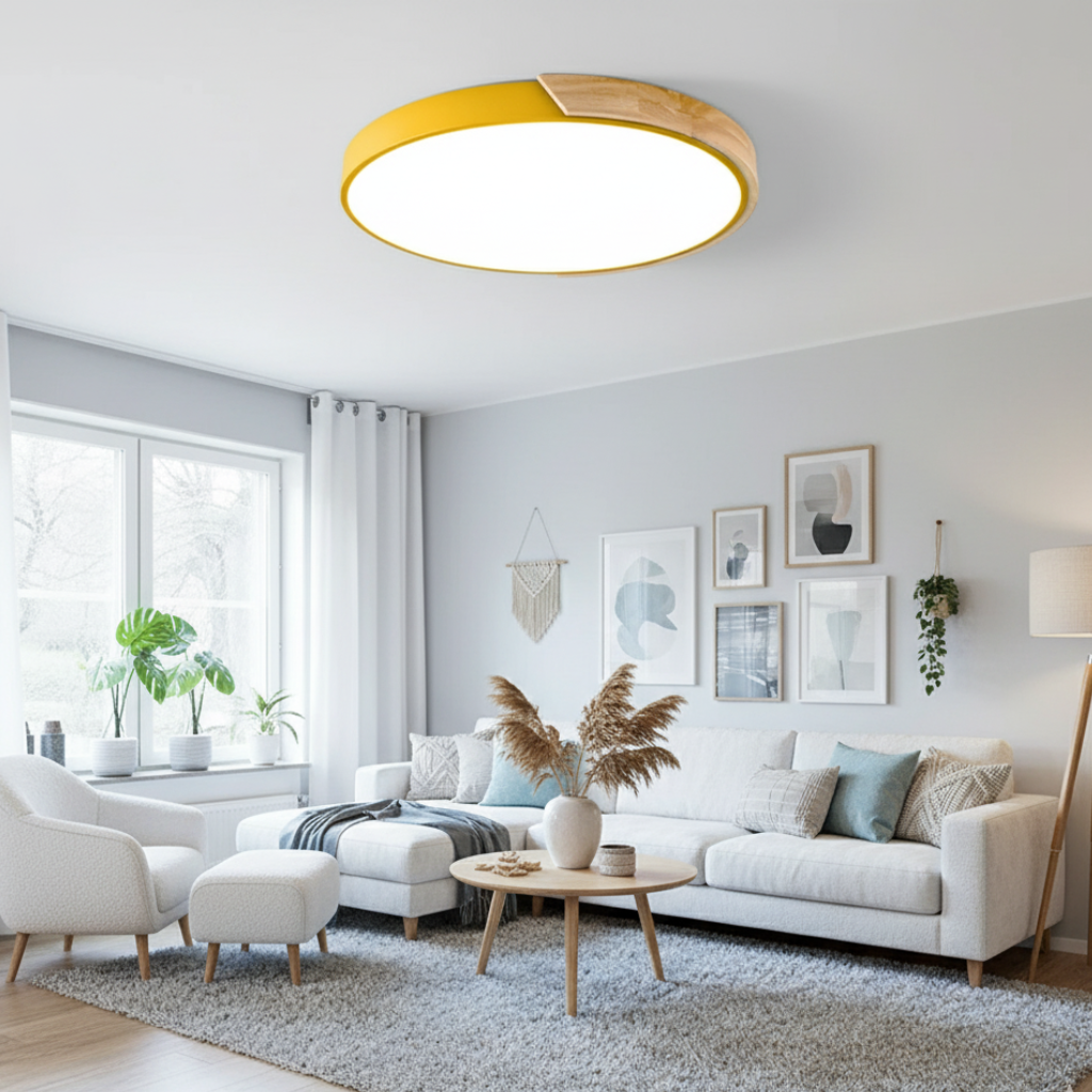 Solvani - Dřevěné stropní svítidlo zapuštěné s nastavitelným jasem v designu Japandi