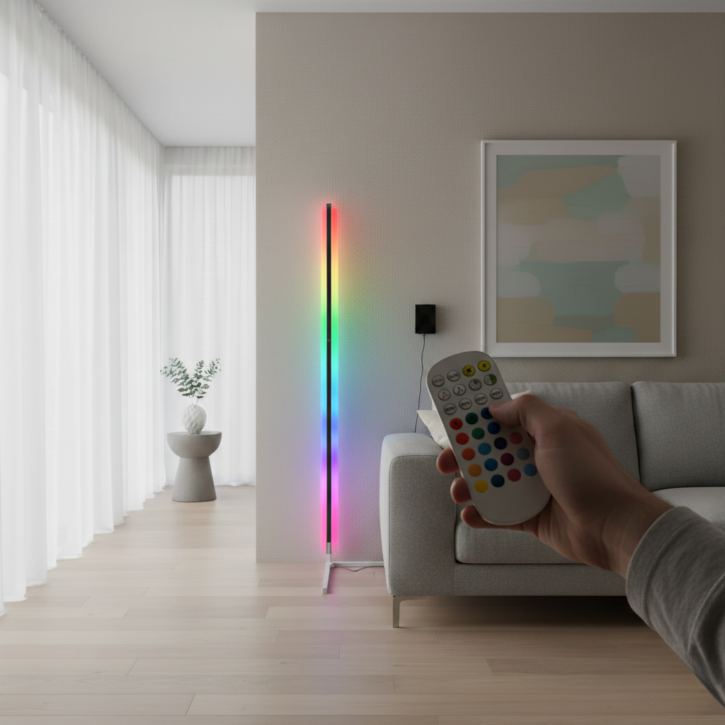 Lunivar - Vékony LED állólámpa távirányítóval és állítható világítással