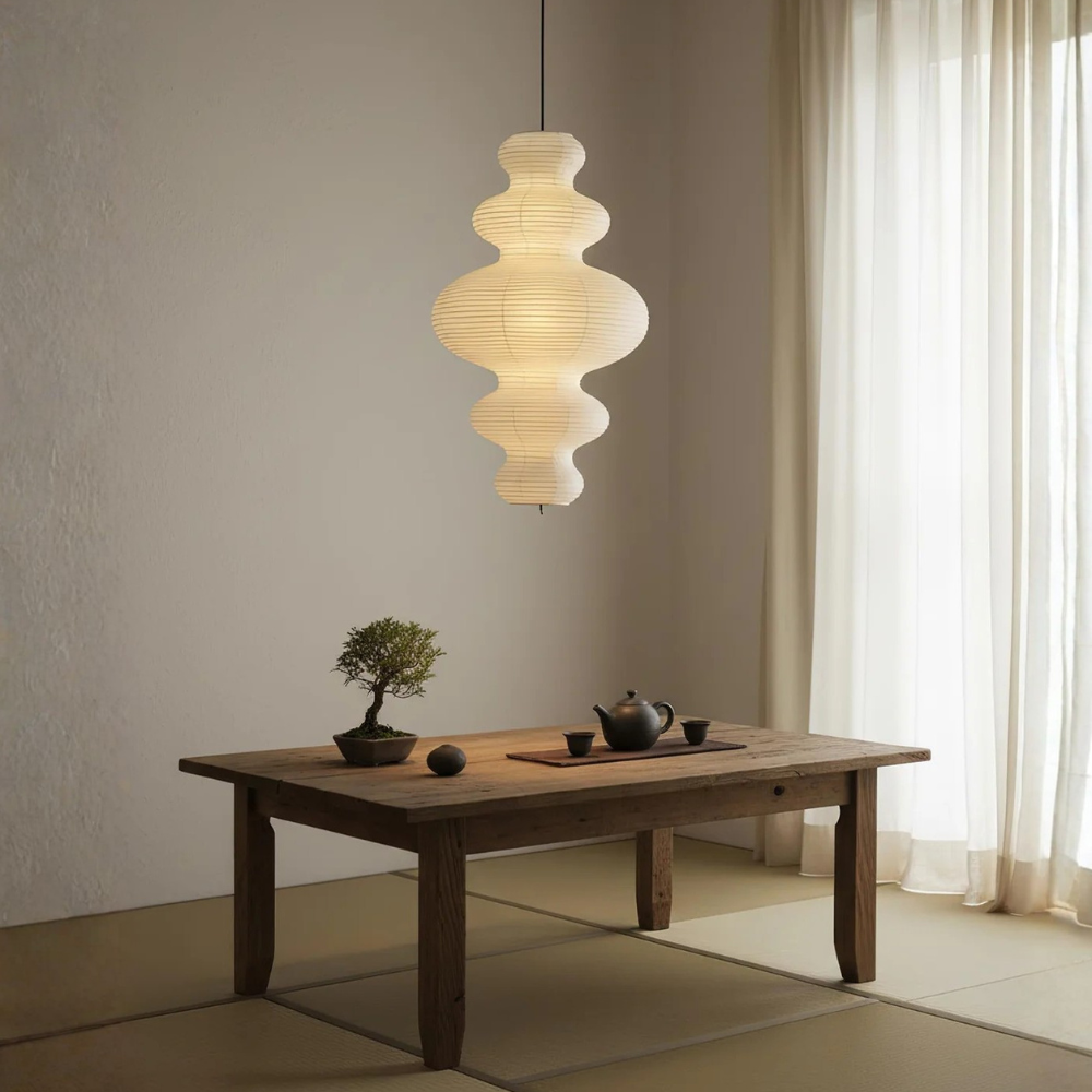 Akaria - Suspension artisanale en papier de riz pour éclairage de cuisine