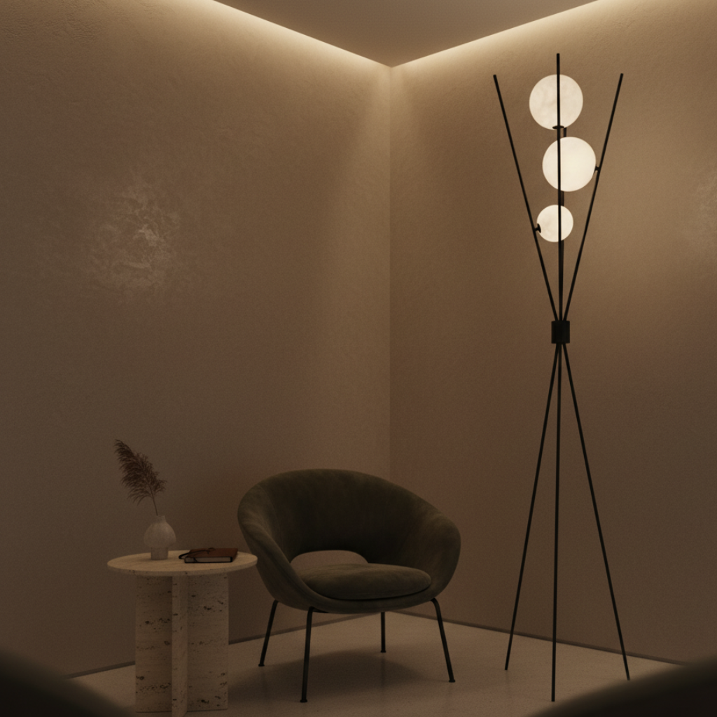 Nuvoro - Modern, szabályozható fényerejű LED holdmintás asztali és állólámpa