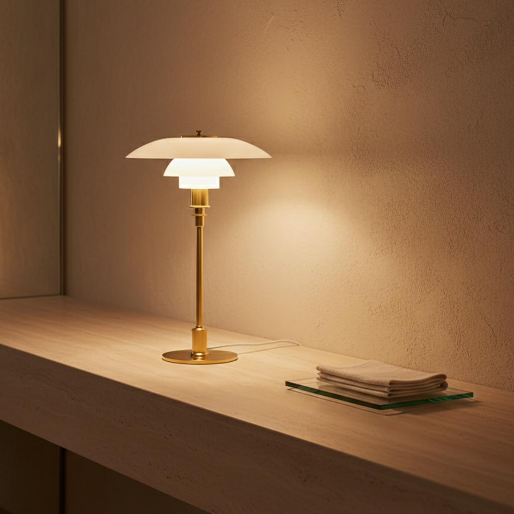 Solviane - Lampada da tavolo in vetro scandinava con illuminazione LED minimalista
