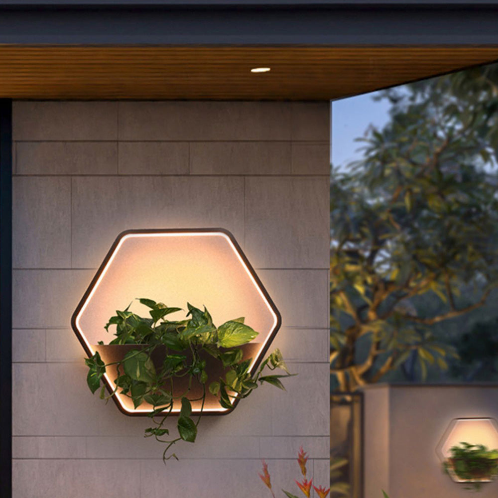 Hexara - Minimalist Hexagonal Ring with Shelf IP65 Waterproof Outdoor Light