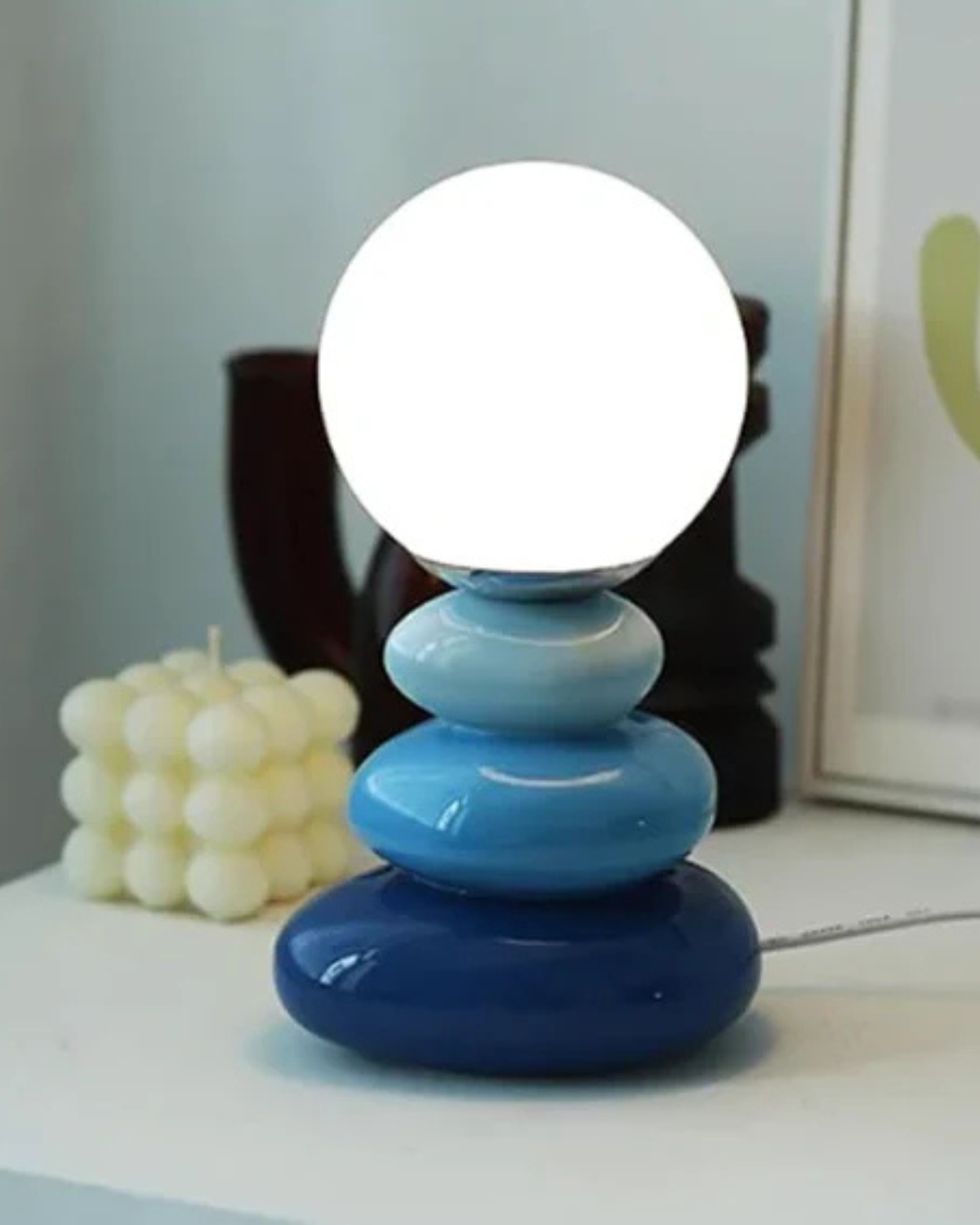 Ceravynne – Lámpara de mesa elegante de vidrio y cerámica con luz ambiental suave para decoración moderna y japandi