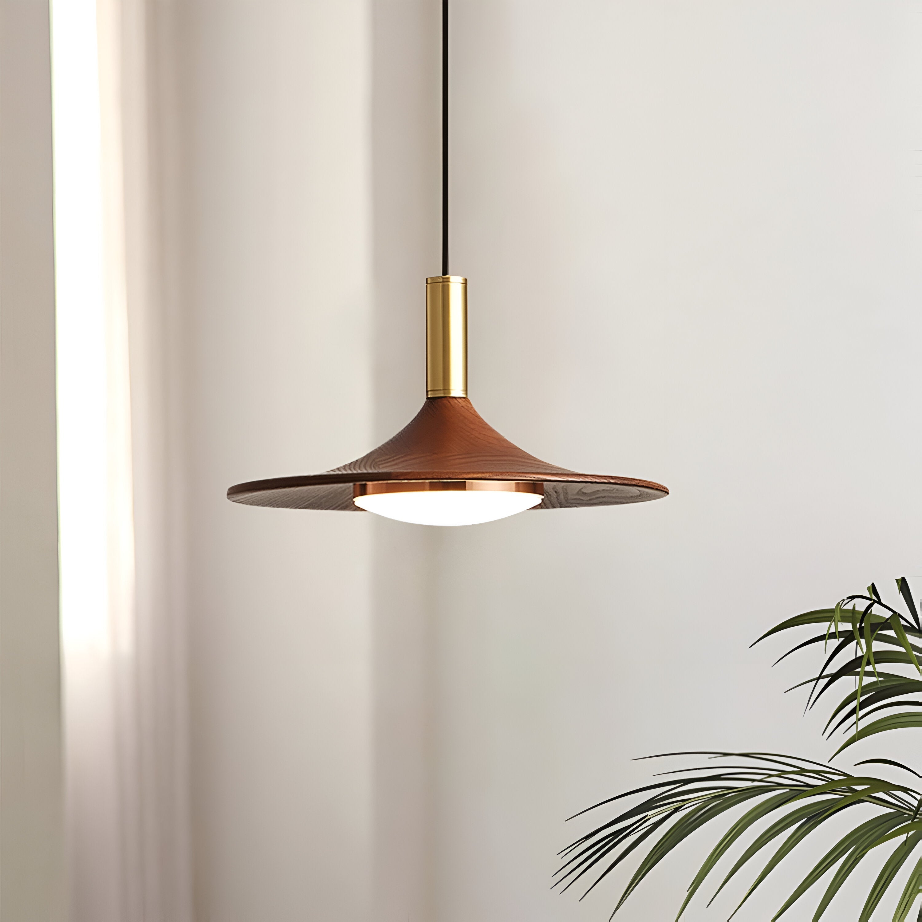 Drayven - Nordic Style Walnut-Finish Iron Pendant Light